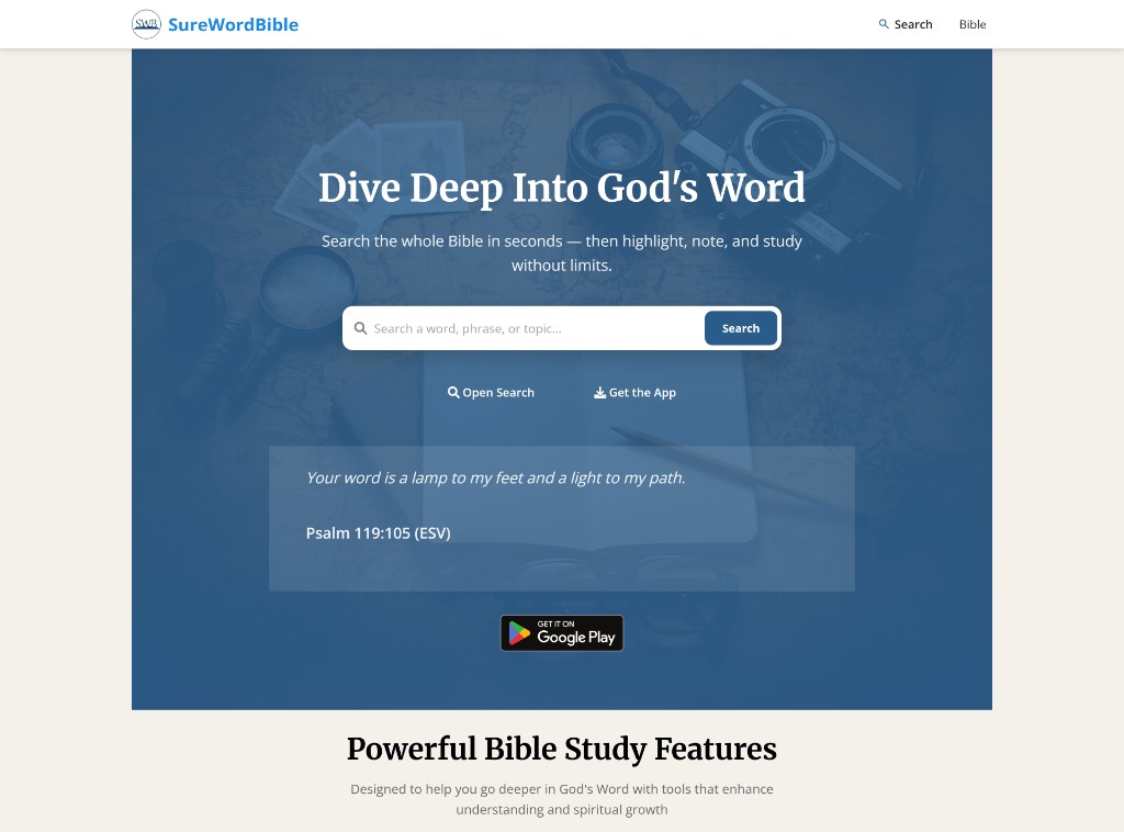 Sure Word Bible reading view